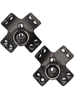  Calexotics Euphoria - Copricapezzoli in Pelle Vegana con O-Ring Nero