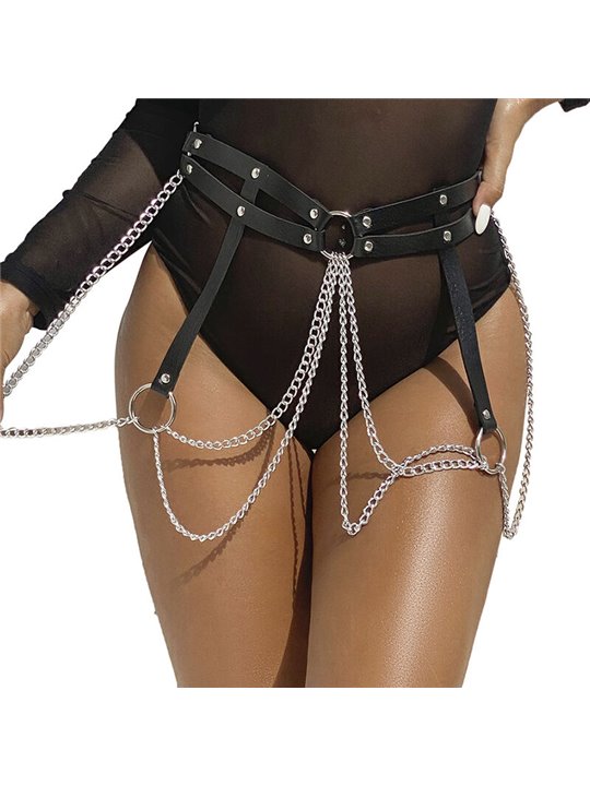 Subblime - Leather Ring Chainbelt Black One Size