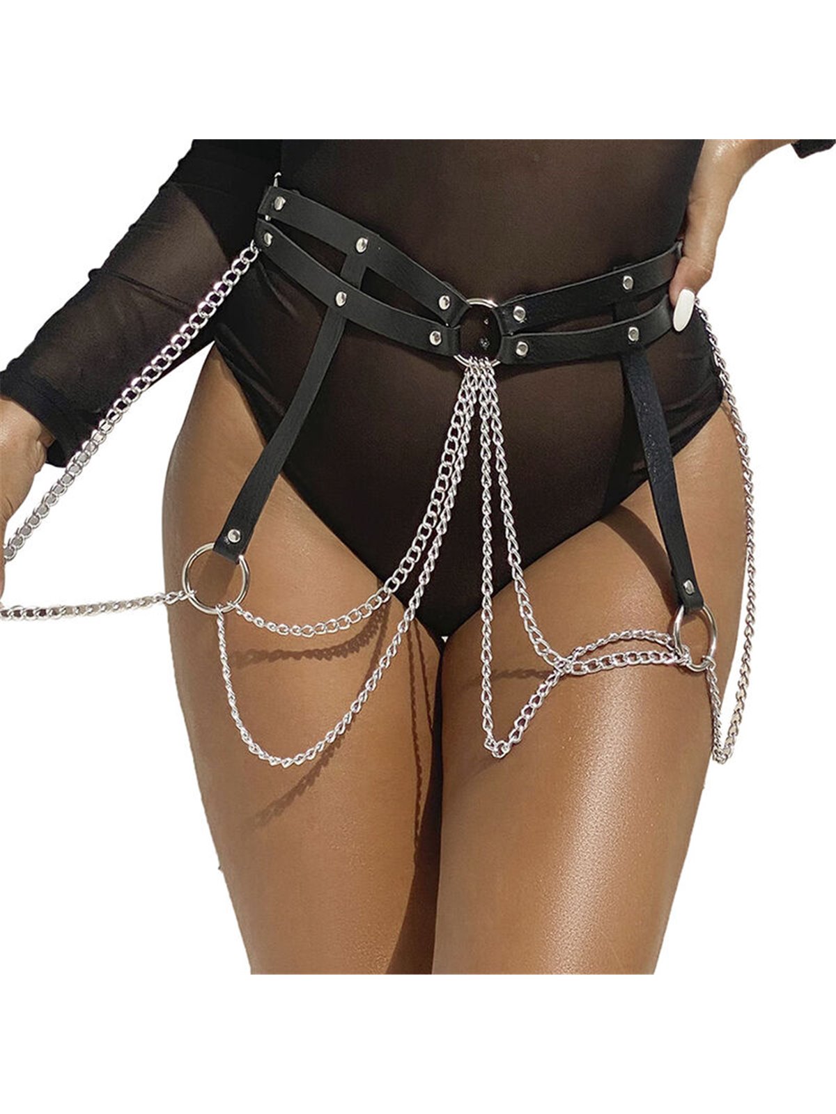 Subblime - Leather Ring Chainbelt Black One Size