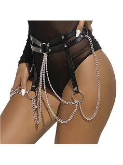 Subblime - Leather Ring Chainbelt Black One Size
