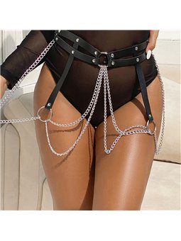 Subblime - Leather Ring Chainbelt Black One Size