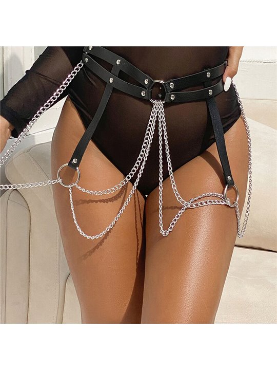 Subblime - Leather Ring Chainbelt Black One Size