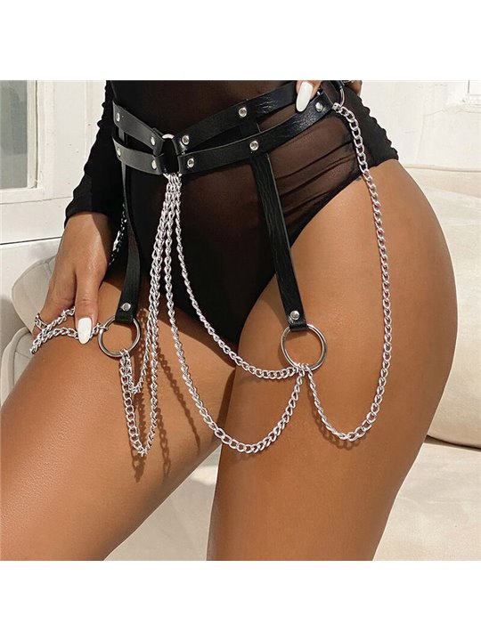 Subblime - Leather Ring Chainbelt Black One Size