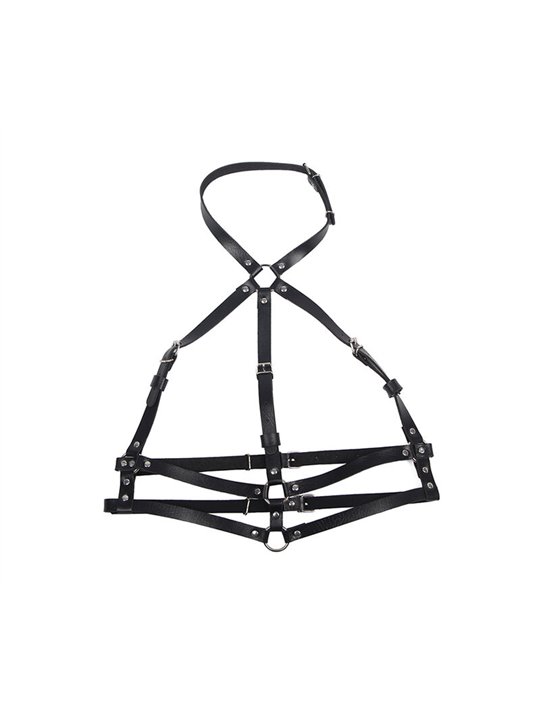 Subblime - Leather Ring Chest Harness Black One Size