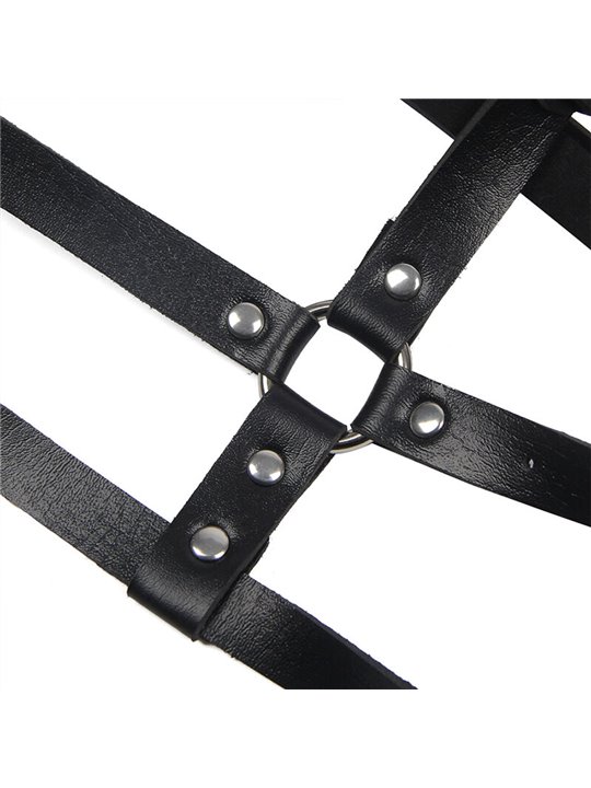 Subblime - Leather Ring Chest Harness Black One Size