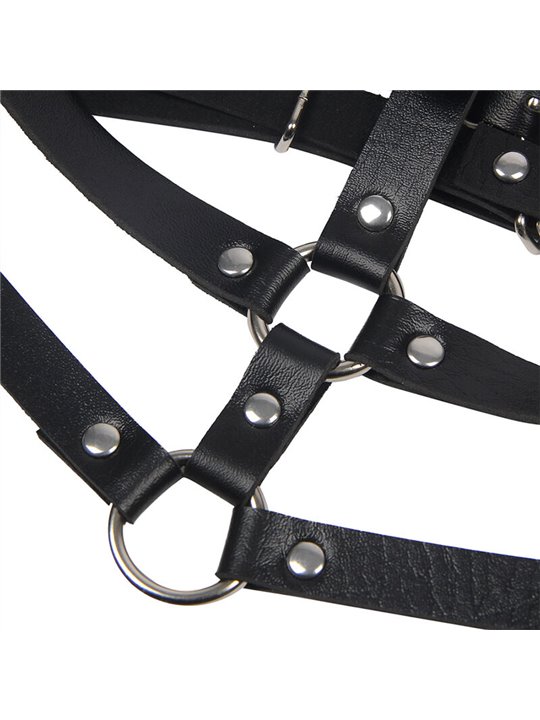 Subblime - Leather Ring Chest Harness Black One Size