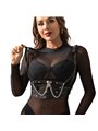 Subblime - Imbracatura a Corsetto in Pelle Vegana con Catene Taglia Unica