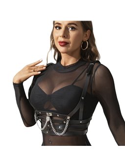 Subblime - Imbracatura a Corsetto in Pelle Vegana con Catene Taglia Unica