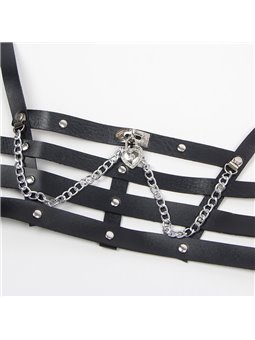Subblime - Imbracatura a Corsetto in Pelle Vegana con Catene Taglia Unica