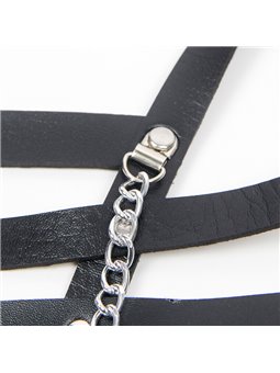 Subblime - Imbracatura a Corsetto in Pelle Vegana con Catene Taglia Unica