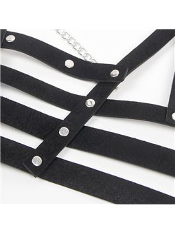 Subblime - Imbracatura a Corsetto in Pelle Vegana con Catene Taglia Unica