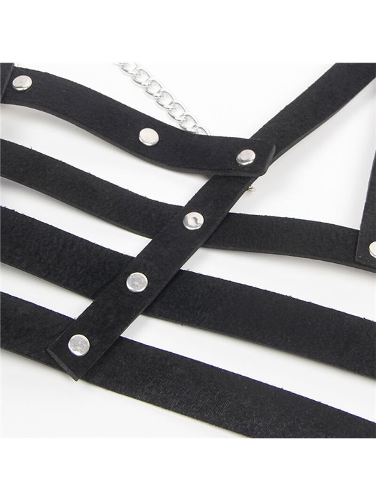 Subblime - Imbracatura a Corsetto in Pelle Vegana con Catene Taglia Unica