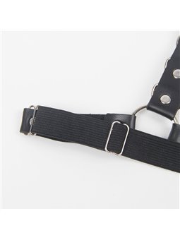 Subblime - Cintura Pettorina in Pelle Vegana Nera, Catene e O-Ring Taglia Unica