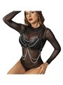 Subblime - Imbragatura Reggiseno in Pelle Vegana con Catene e O-Ring Taglia Unica
