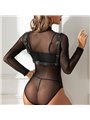 Subblime - Imbragatura Reggiseno in Pelle Vegana con Catene e O-Ring Taglia Unica