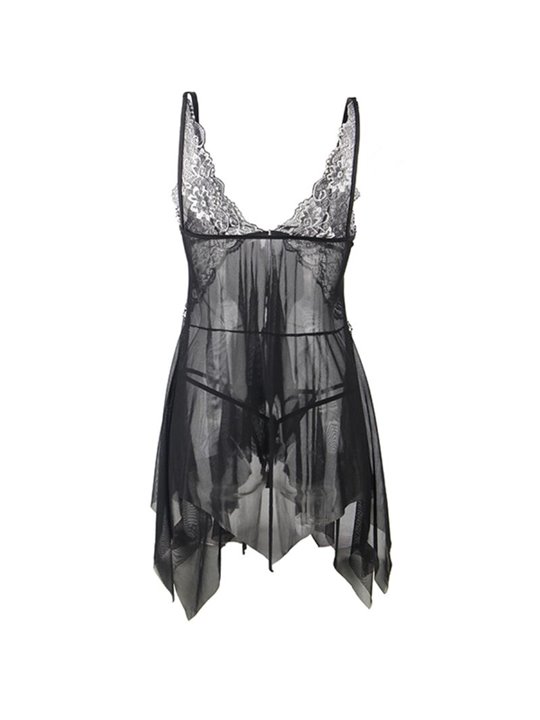 Subblime - Babydoll Asimmetrico in Tulle e Pizzo L/XL