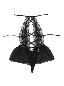 Subblime - Teddy Halter Neck Bare Back Lace Black S/M