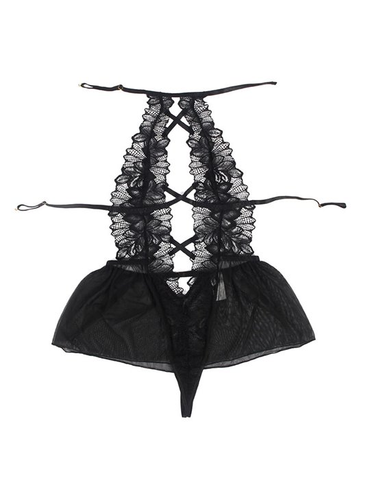 Subblime - Teddy Halter Neck Bare Back Lace Black L/Xl