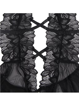 Subblime - Body in Pizzo Nero con Scollo Halter e Schiena Nuda L/XL