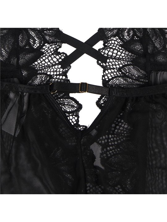 Subblime - Body in Pizzo Nero con Scollo Halter e Schiena Nuda L/XL