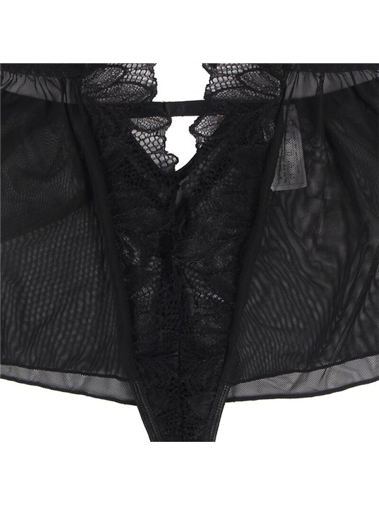 Subblime - Body in Pizzo Nero con Scollo Halter e Schiena Nuda L/XL