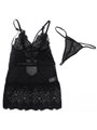 Subblime - Babydoll in Pizzo Trasparente con Spalline Regolabili L/XL Nero