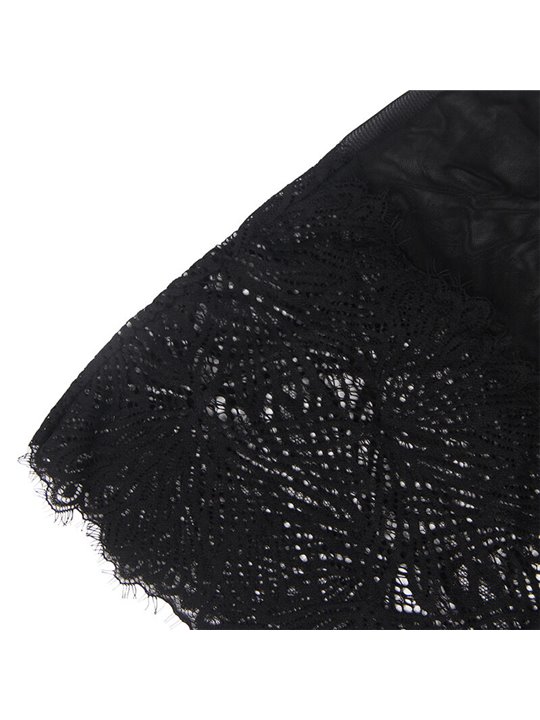 Subblime - Babydoll in Pizzo Trasparente con Spalline Regolabili L/XL Nero