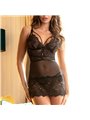 Subblime - Babydoll in Pizzo Trasparente con Spalline Regolabili L/XL Nero