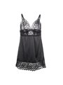 Subblime - Babydoll con Pizzo Floreale e Perizoma Abbinato L/XL Nero