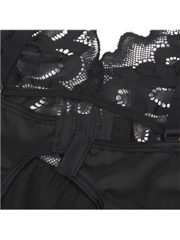 Subblime - Babydoll con Pizzo Floreale e Perizoma Abbinato L/XL Nero