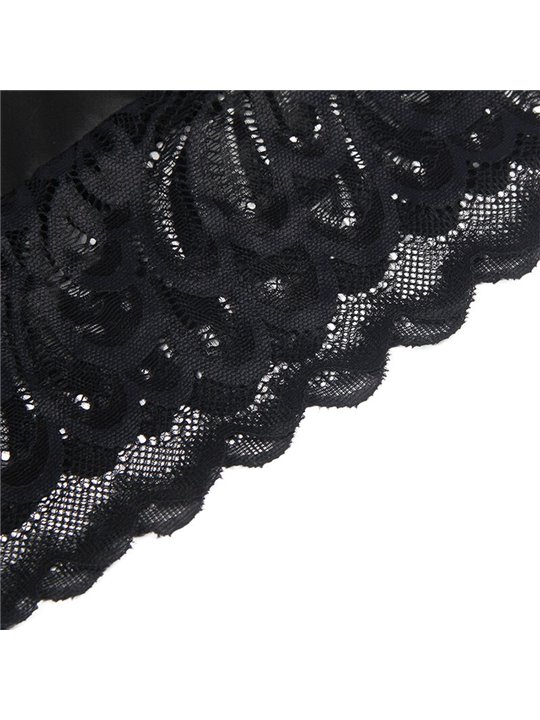 Subblime - Babydoll con Pizzo Floreale e Perizoma Abbinato L/XL Nero