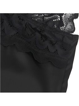 Subblime - Babydoll con Pizzo Floreale e Perizoma Abbinato L/XL Nero
