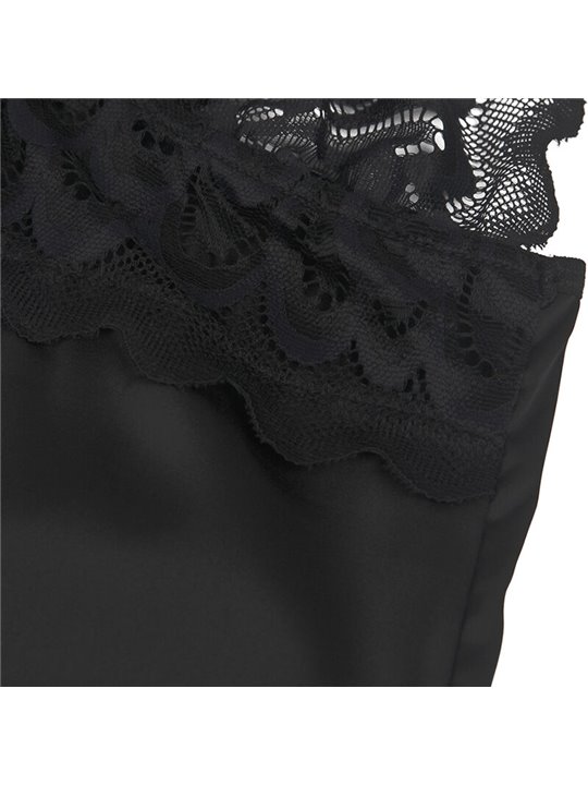 Subblime - Babydoll con Pizzo Floreale e Perizoma Abbinato L/XL Nero