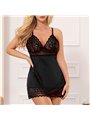 Subblime - Babydoll con Pizzo Floreale e Perizoma Abbinato L/XL Nero