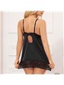 Subblime - Babydoll con Pizzo Floreale e Perizoma Abbinato L/XL Nero