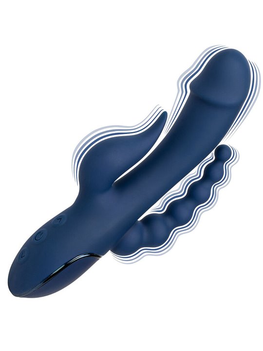 Calexotics Triple Orgasm - Vibratore Rabbit in Silicone Triplo Orgasmo Blu