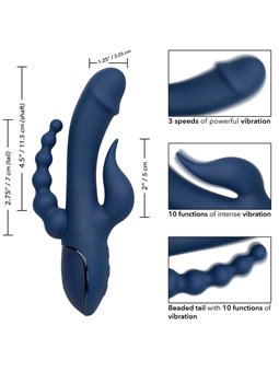Calexotics Triple Orgasm - Vibratore Rabbit in Silicone Triplo Orgasmo Blu