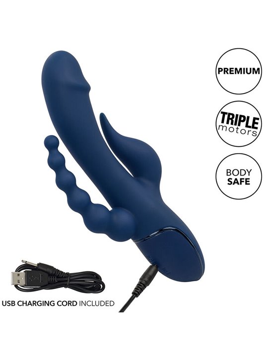 Calexotics Triple Orgasm - Vibratore Rabbit in Silicone Triplo Orgasmo Blu