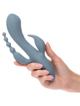 Calexotics Triple Ecstasy - Vibratore Rabbit in Silicone Triplo Orgasmo Grigio