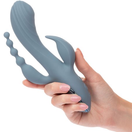 Calexotics Triple Ecstasy - Vibratore Rabbit in Silicone Triplo Orgasmo Grigio