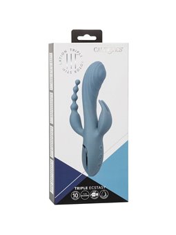Calexotics Triple Ecstasy - Vibratore Rabbit in Silicone Triplo Orgasmo Grigio