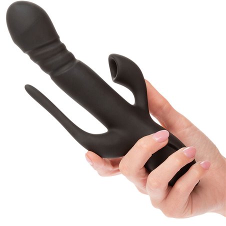 Calexotics Triple Euphoria - Vibratore Rabbit in Silicone Triplo Orgasmo Nero