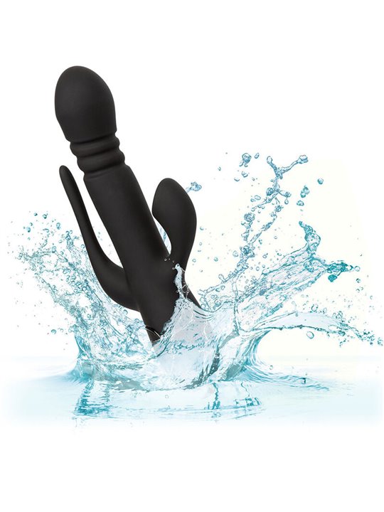 Calexotics Triple Euphoria - Vibratore Rabbit in Silicone Triplo Orgasmo Nero