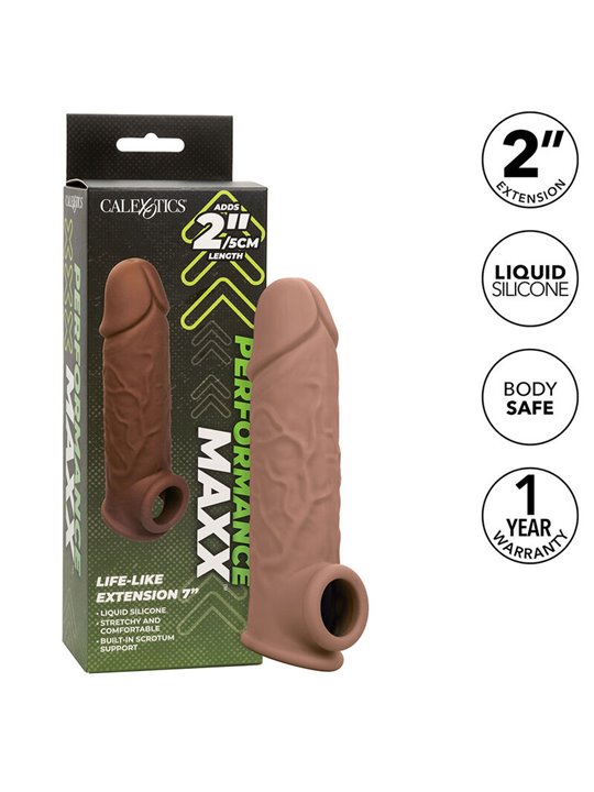 Calexotics Performance Maxx - Dildo Cavo Estensore per Pene 18,5 Cm Marrone