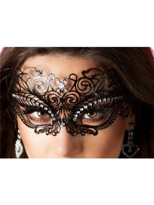Chilirose CR 3706 - Maschera Nera in Ottone con Strass Taglia Unica