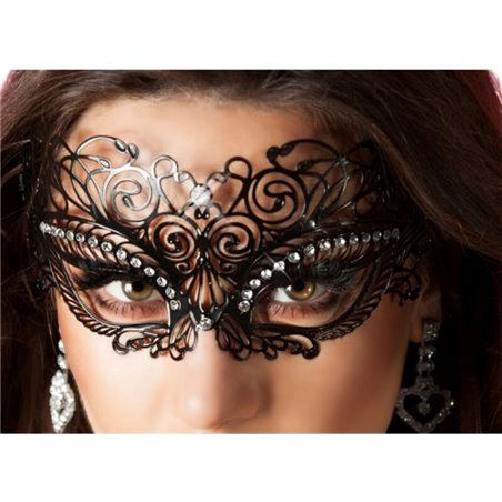 Chilirose CR 3706 - Maschera Nera in Ottone con Strass Taglia Unica