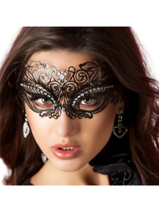 Chilirose CR 3706 - Maschera Nera in Ottone con Strass Taglia Unica
