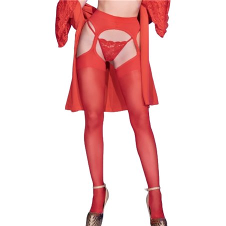 Chilirose CR 4312 - Calze 30 Den con Reggicalze Incorporato Taglia S/M Rosso