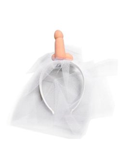 Diablo Picante - Velo da Sposa Bianco con Pene per Addio al Nubilato