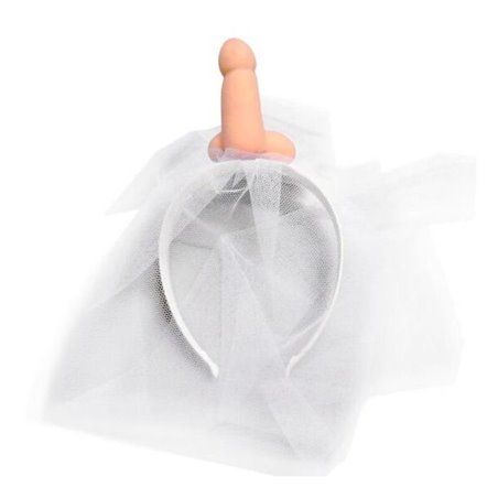 Diablo Picante - Velo da Sposa Bianco con Pene per Addio al Nubilato